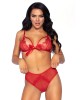 Leg Avenue Lace Bralette and Panties Red UK 6 to 12