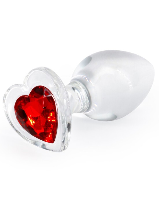 Crystal Desires Glass Heart Medium Butt Plug